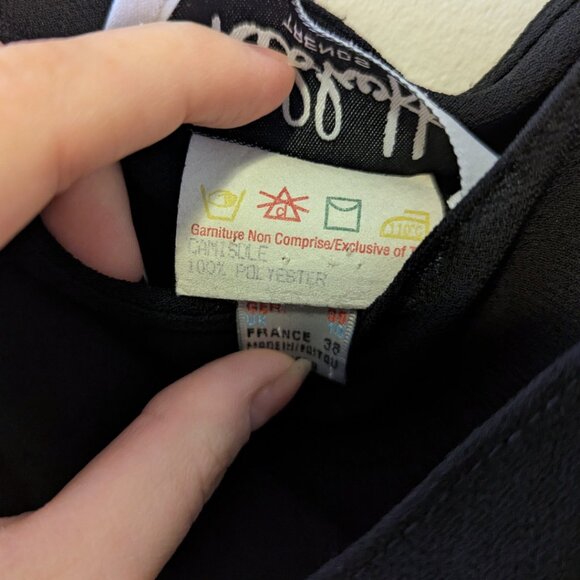 Vintage 90s Joseph Ribkoff Black Mesh Cami Top Layered Gothic Whimsygoth Sz 8 - Picture 6 of 7